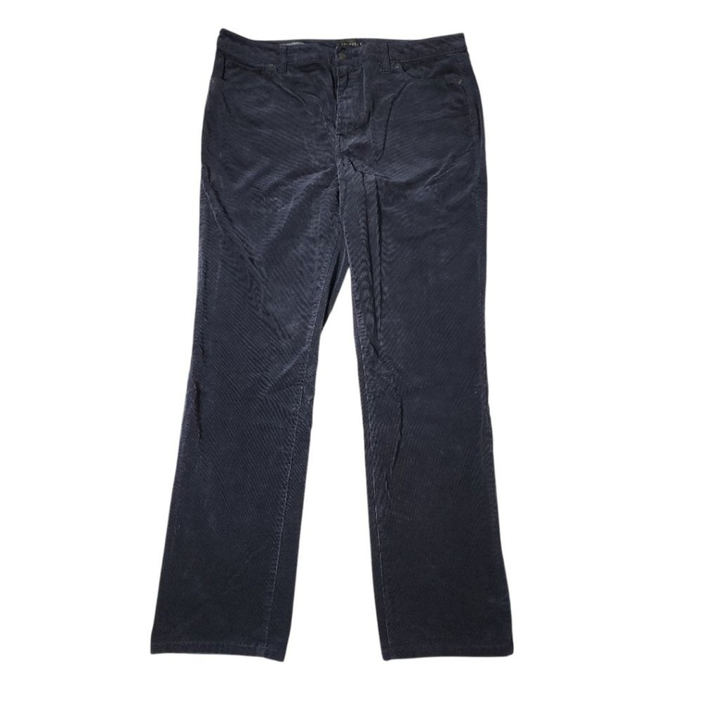 Talbots Corduroy Straight Leg Pants Womens 16 Navy Blue Stretch Classic Casual